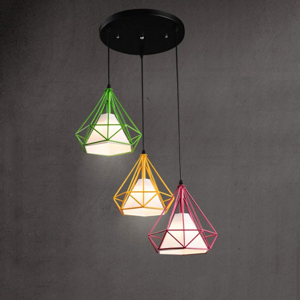 Lampe suspendue ampoule à douille E27 avec suspension à 3 voies en métal noir