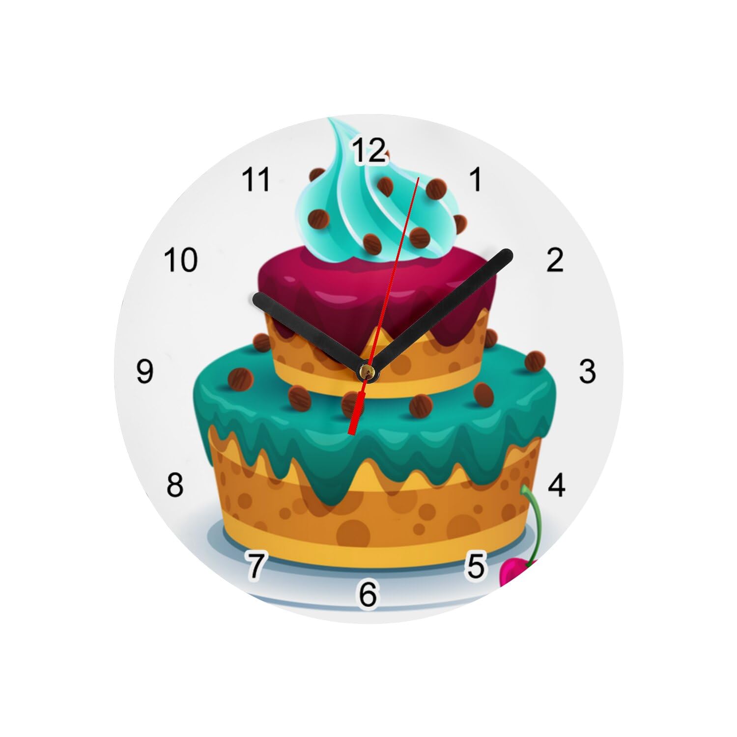 Horloge murale en verre gâteau pour décorer la chambre d'enfant