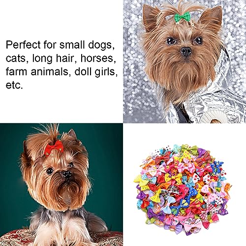 SULIUDAJI 20 Stück Hunde Haarschmuck Hundehaar-Schleifen mit Gummiband Haustiere Hundehaare Bögen Zubehör für Lange Haare Haustier Hunde Katze Welpen, Zufällige Farbe