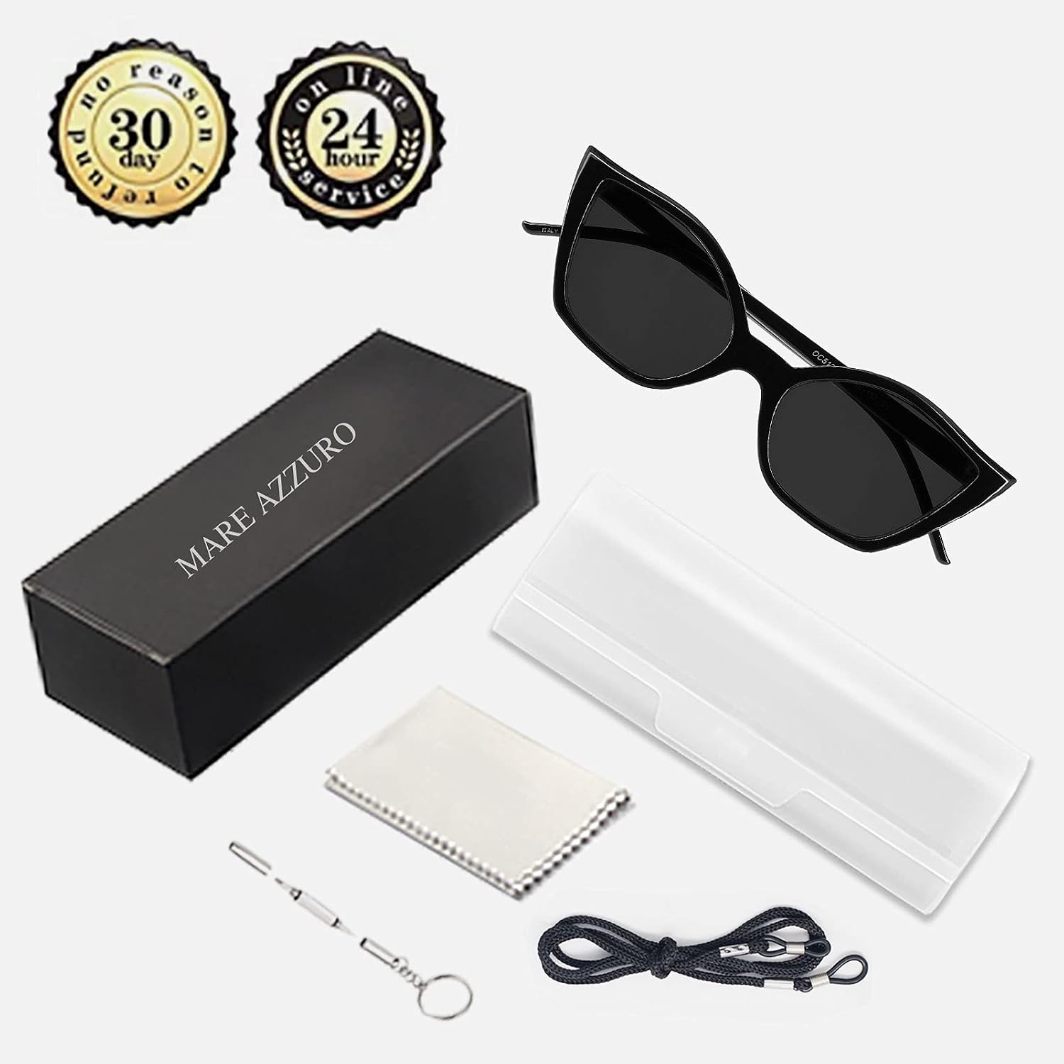 MARE AZZURO Cat Eye Sunglasses Readers Women UV Protection Reading Glasses 100 125 150 175 200 225 250 275 300 350 (Black, 3.00)