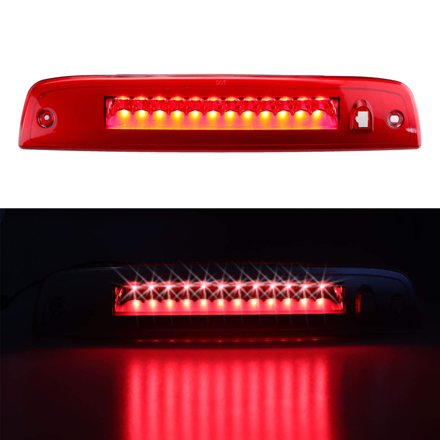 LED 3rd Brake Light Assembly High Mount Stop Light Fit for Ford Expedition/Lincoln Navigator (2003-2016) for 923259 7L1Z13A613A 6L1Z13A613AA (Red Lens)