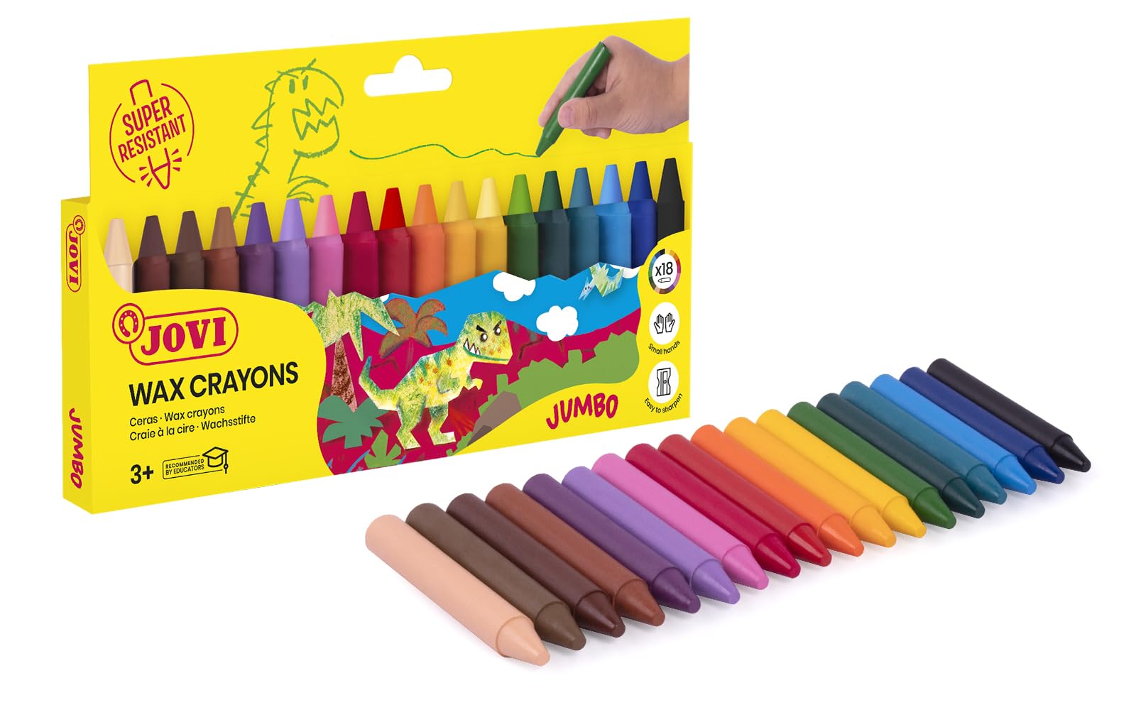 Jovi - Ceras de colores redondas para niños, estuche de 18 ceras surtidas (980/​18)