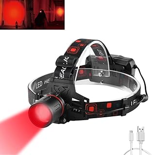 Hunting Headlamp Red Light Rechargeable, 1000 Lumens Red LED Head Light Zoomable Red Light Headlamp Waterproof 3 Modes for Coon Hog Coyote Varmint Hunting, Astronomy, Stargazing