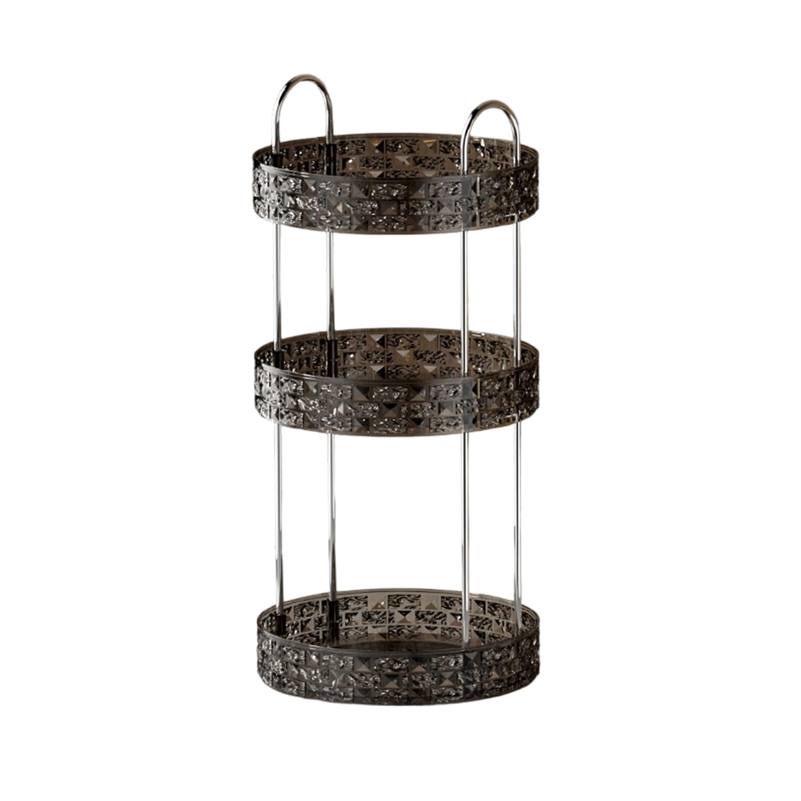 Kalttoy Transparent Gray Rotating Cosmetic Organiser For Bathroom Kitchen Storage Tray Rotating Shelf Storage Tray Cosmetic Accessories