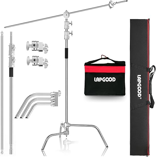 Soporte en C resistente de acero inoxidable con brazo de pluma Altura máxima 10.8 pies129.9 in, soporte de luz ajustable para fotografía con brazo disponible en Yaxa Peru