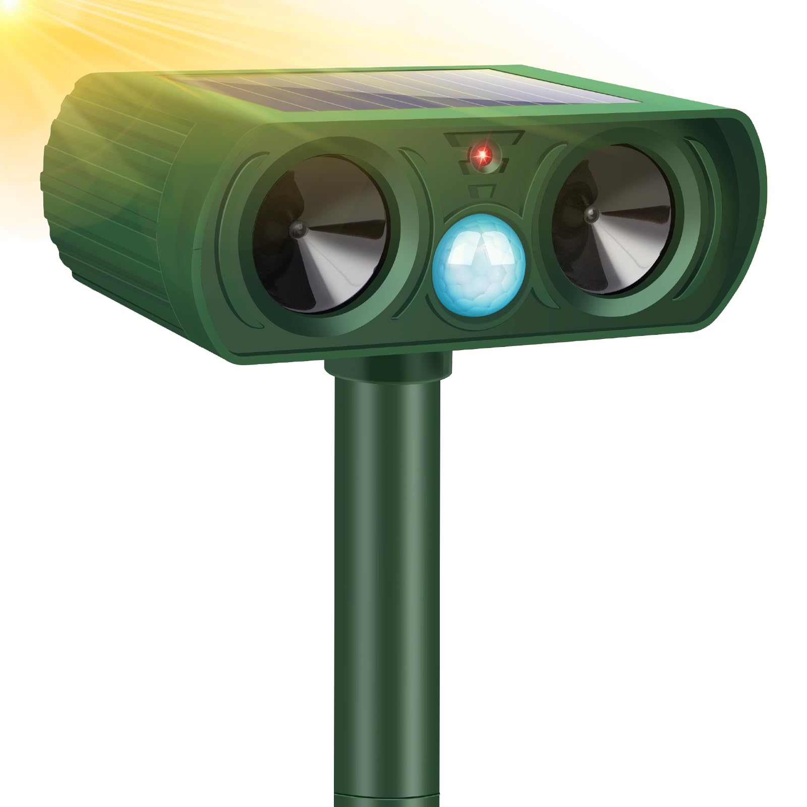 Solar Animal Repeller, 2024 Upgraded Cat Repellent Outdoor, Waterproof Ultrasonic Repellent with PIR Sensor Deer Repeller Repel Dogs Raccoon Rabbit Skunk Coyote Squirrels for Yard Garden