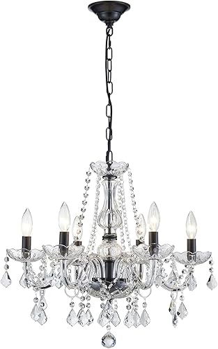 Miniatura 13 de ANJIADENGSHI - Candelabro de cristal, lámpara colgante moderna de cristal K9 para comedor, lámpara de techo colgante estilo vintage, iluminación de