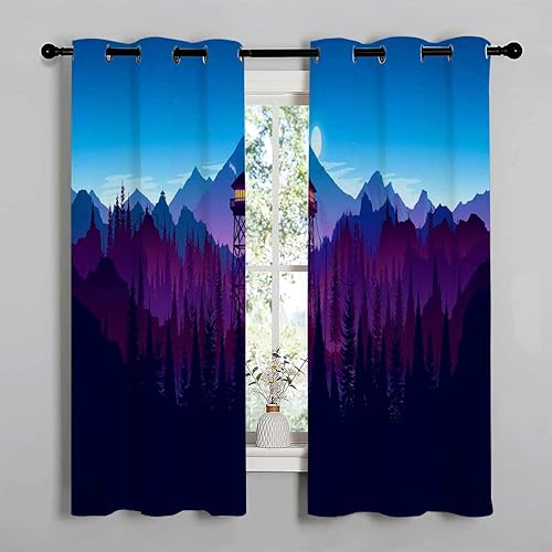 Miniatura 2 de Acoustic Curtains Scenic Landscape Thermal Door Cover Cortinas para Ventanas De Cuarto 63Inch Width by 80Inch Length,2 Panels