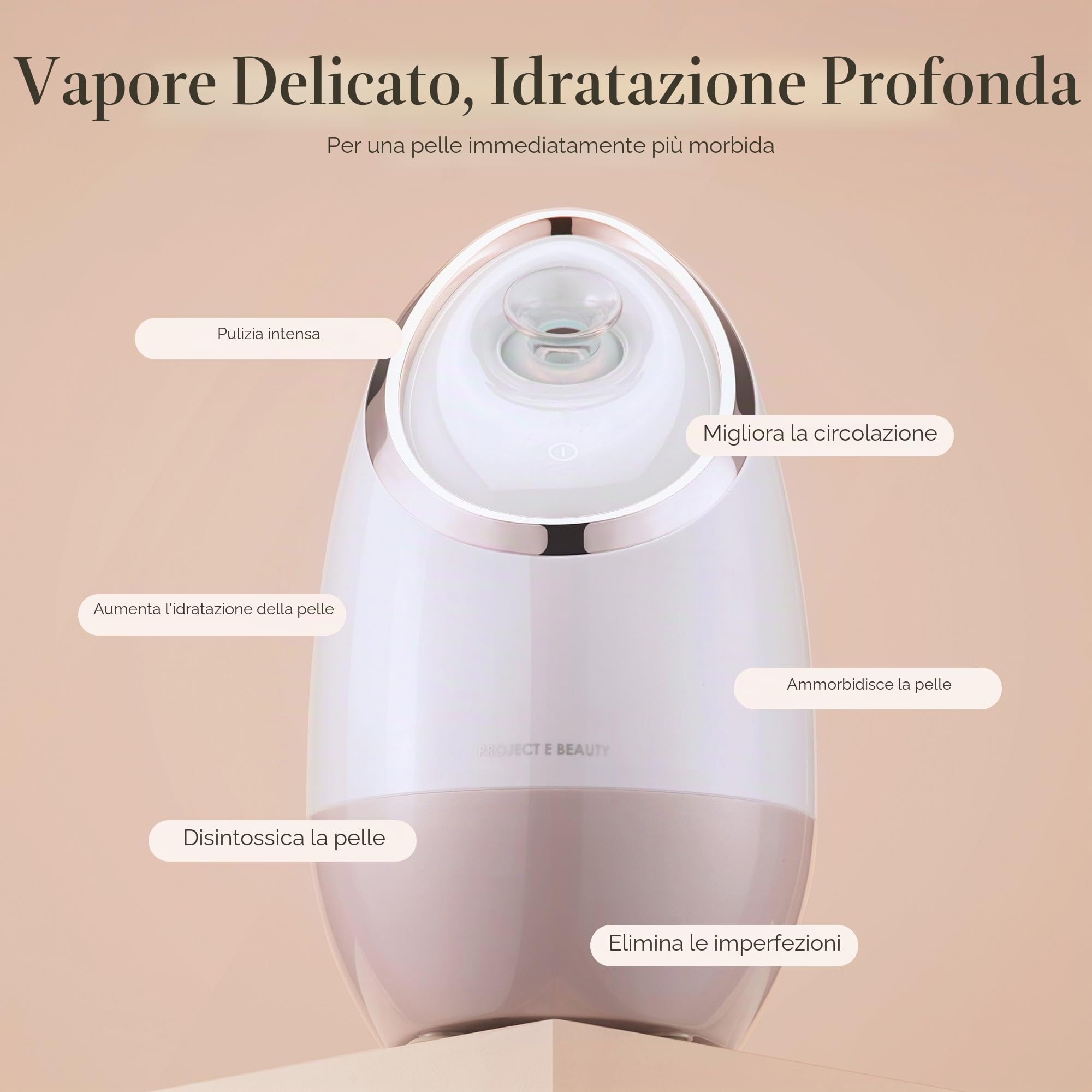 Sensa | Vaporizzatore viso nano ionico di Project E Beauty | Pulizia profonda dei pori | Spruzzatore a nebbia calda | Disintossicare e schiarire la carnagione | Idrata e Idrata | Sauna casa | Con 3