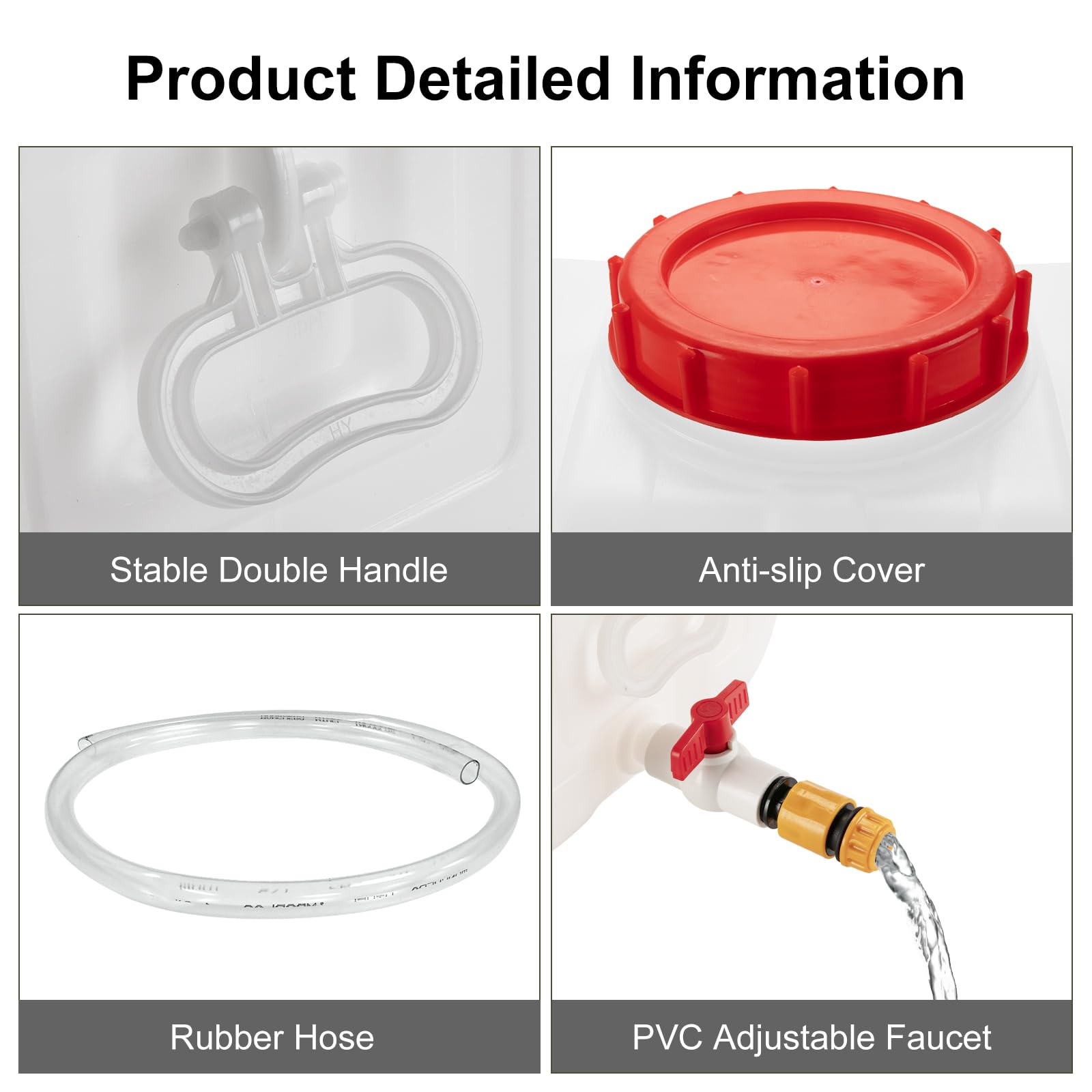 Réservoir D’eau 50L – Polyéthylène Alimentaire – Robinet Et Tuyau – Pour Camping, Urgence, Caravaning