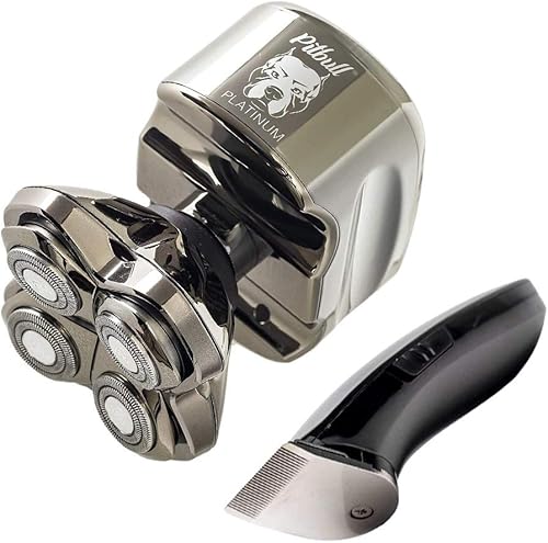 Combo de maquinilla de afeitar eléctrica Skull Shaver Pitbull Platinum PRO junto con recortadora de precisión Baby Beast, el mejor combo de regalo,