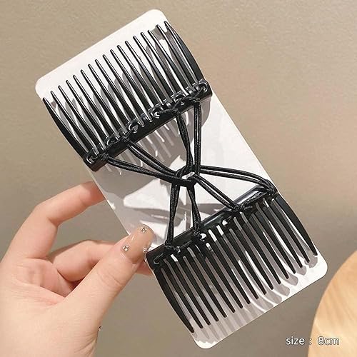 Miniatura 4 de Peine de pelo elástico ajustable negro,Clip de pelo elástico doble peine,Horquillas para el cabello sin pliegues, horquillas dobles Peines para