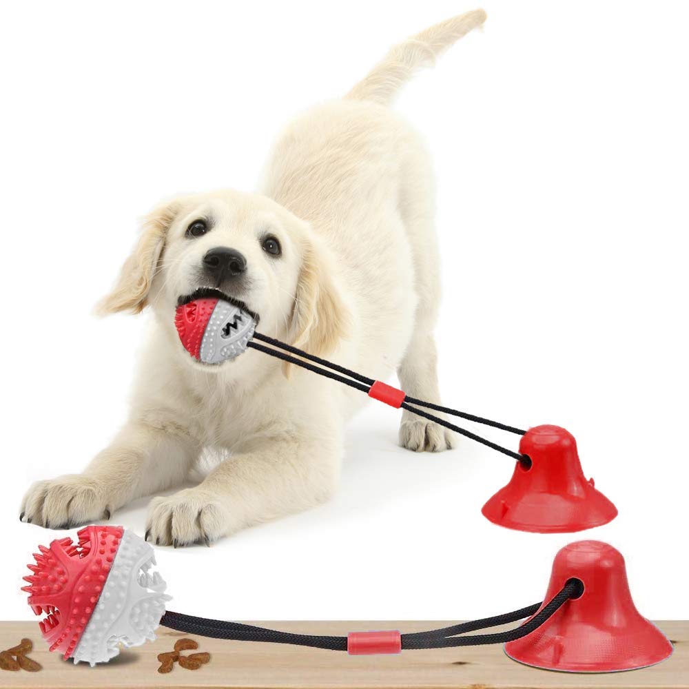 Grepol-V Suction Cup Dog Toys for Aggressive Chewers, Dog Chew Toys with Built-In Bell, Rope Tug Ball for Multifunctional Interactive, Puppy Chew Pet Toys for Teeth Cleaning, Food Dispensing, Training