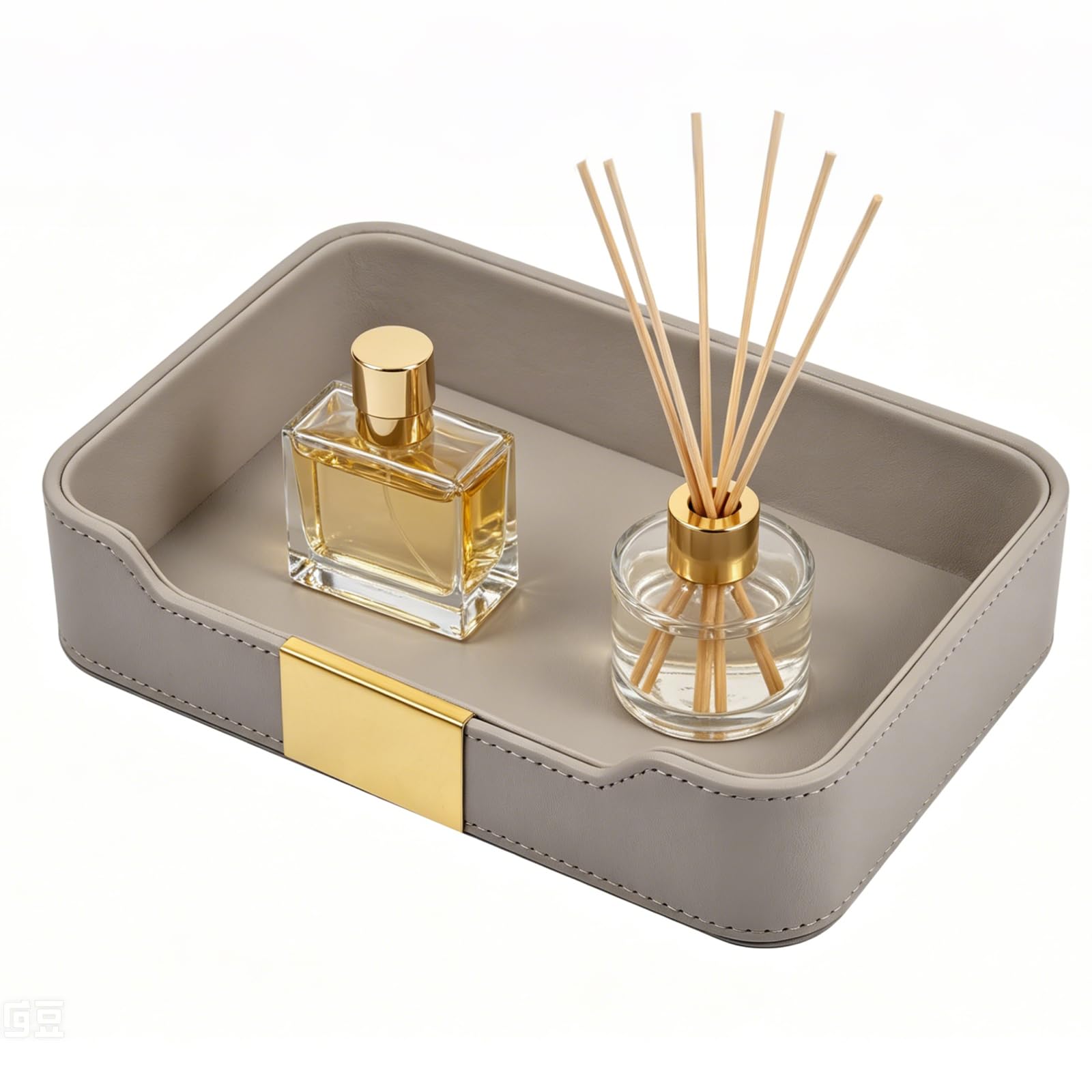 Luxuriöses Leder tablett Desktop Storage Catchall Organizer Dekoratives,Leder ablage,Tablett,umSchmuck,Uhren,Kosmetika,Schlüssel,Telefon,Portemonnaie,Grau