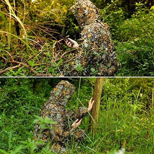 EAmber Ghillie Suit Gilly Hunting Suits Pants 3D Leaf Camo Camouflage Coveralls Youth Adult Lightweight Clothes - Image 6