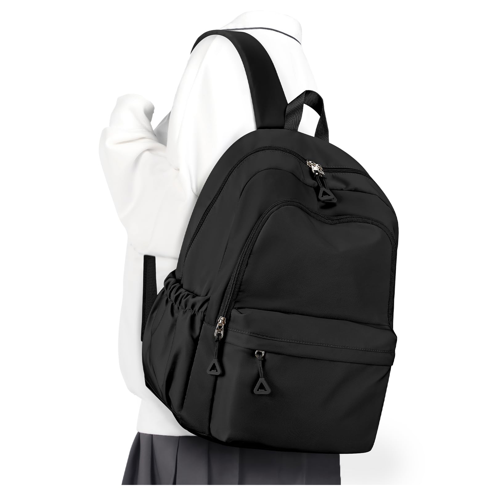 winspansy Backpack for School Teenage Girls Boys,Waterproof Lightweight School Bags Travel Daypack Simple Cute College Backpack Rucksack for Women Men fit 14 Inch Laptop,Black