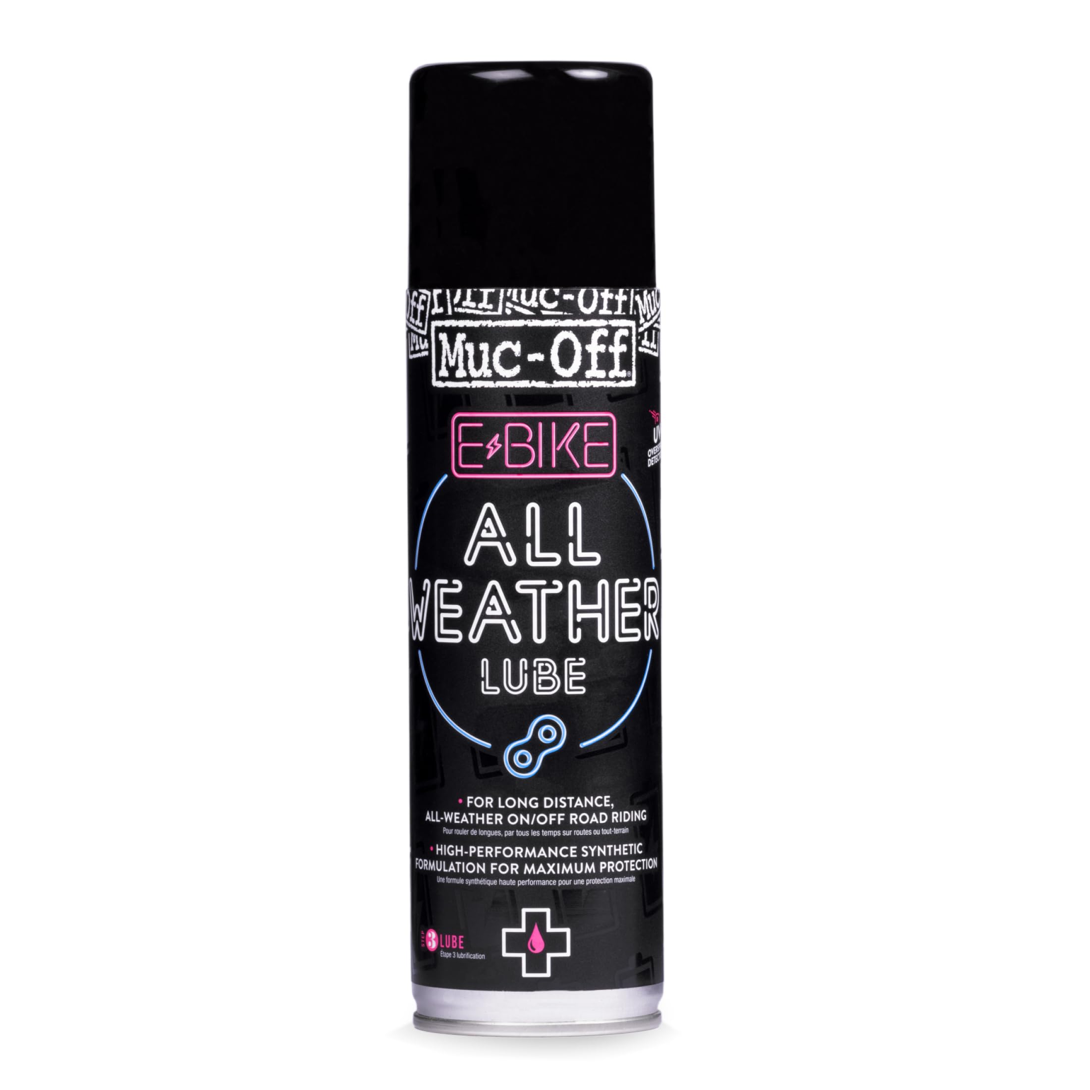 Muc Off E-Bike All-Weather Chain Lube Allwetter- Kettenöl, 250 ml - Premium E-Bike Kettenfett, Kettenspray Fahrrad - Formuliert Für Alle Wetterbedingungen, black