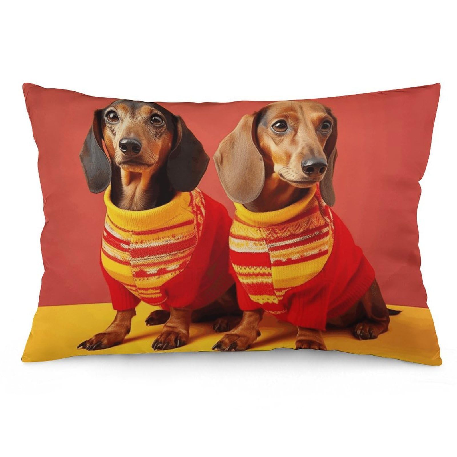 NTVOWPZO 2 Pack Decoration Throw Pillow Covers 16 "x24 Pillowcases Covers Cute Dachshund Pillowcases Modern Farmhouse Home Decor Sofa Cushions Covers for Couch Bed Living Room