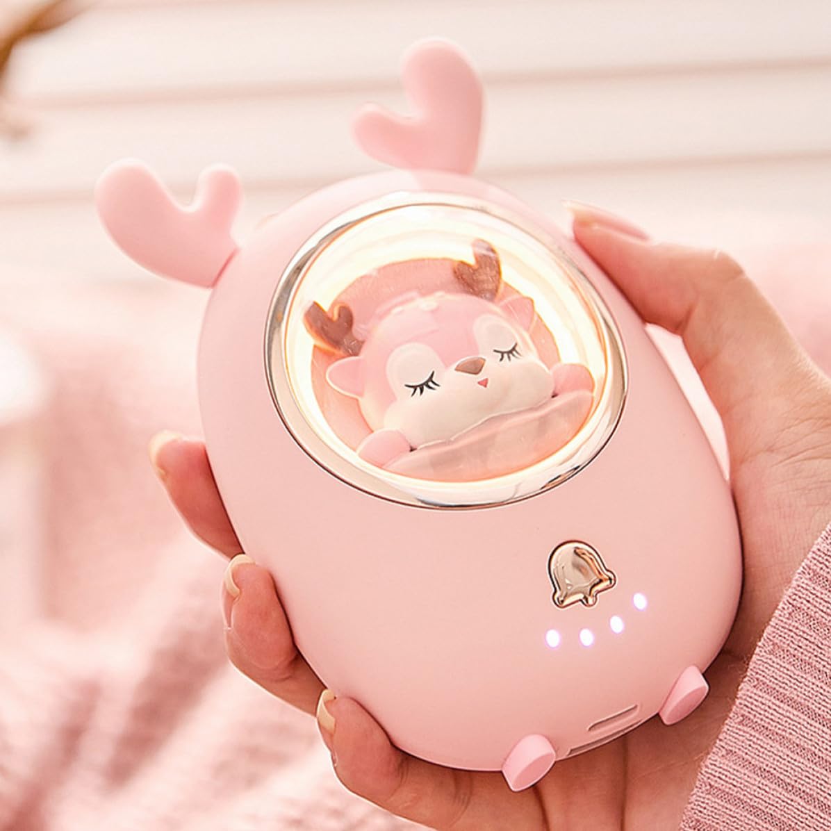 Chauffe-mains Rechargeable USB Lumineux, Mini Chauffe-poche Rose 6500mah