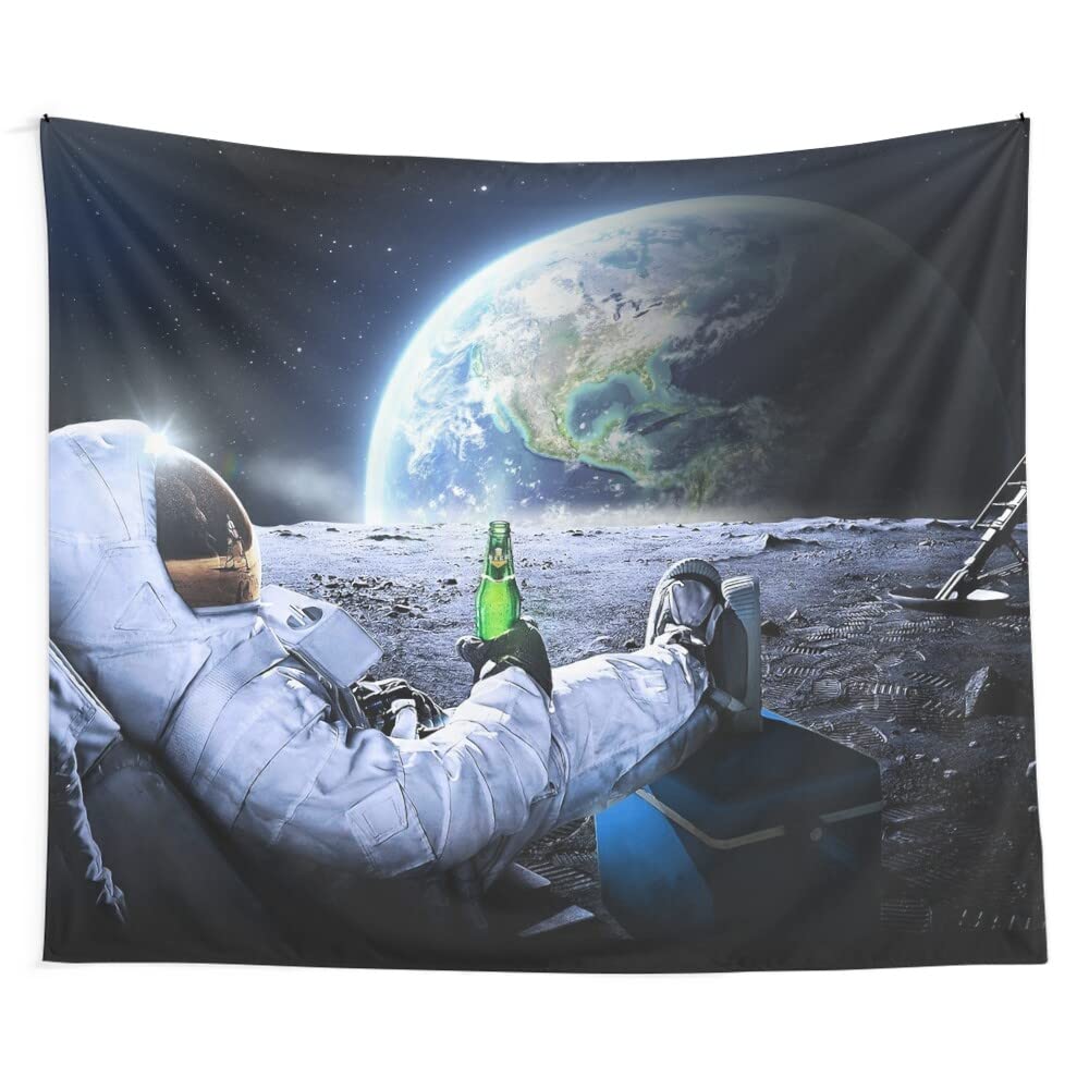 Astronaut on the Moon with Beer HQ Quality Tapestry Tapestries Hanging Backdrop Home Decorations for Living Room Bedroom Dorm Party - Ideal for Space and Beer Enthusiasts