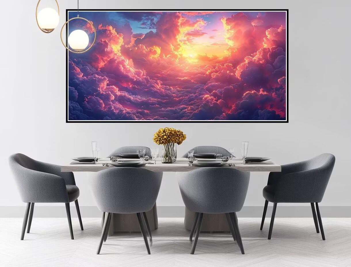 Pintar por Numeros Adultos Nube, Atardecer Pintar por Numeros DIY Painting by Numbers Kits, con Lienzo Sin Arrugas, Pinceles y Pintura Acrílica para Decoración Pared Hogar Sin Marco 50x100cm XD-187