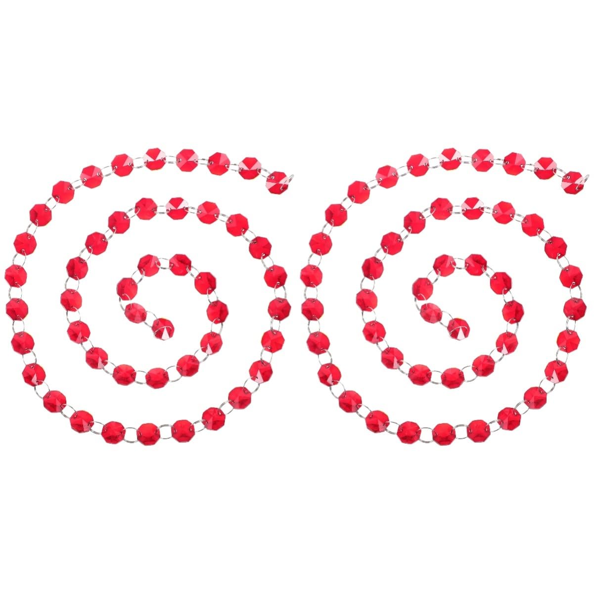 Cabilock 2pcs Glass Bead Strand Octagon Chain for Home Decor Sturdy Hanging Beads Garland Multipurpose Decorative String Chic Design for Door Curtains and Chandelier Accents Deep