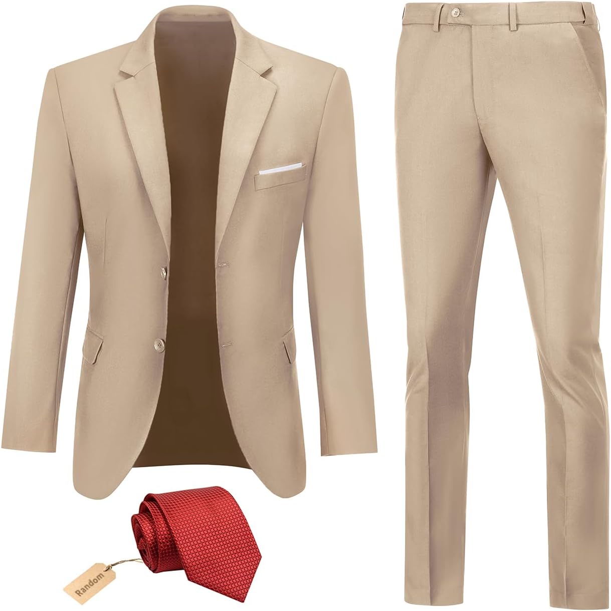 Men Suit 2 Piece Groomsmen Tuxedo Prom Blazer Slim Fit Suits Two Button Wedding Dress Jacket Pants Set with Tie - Image 2