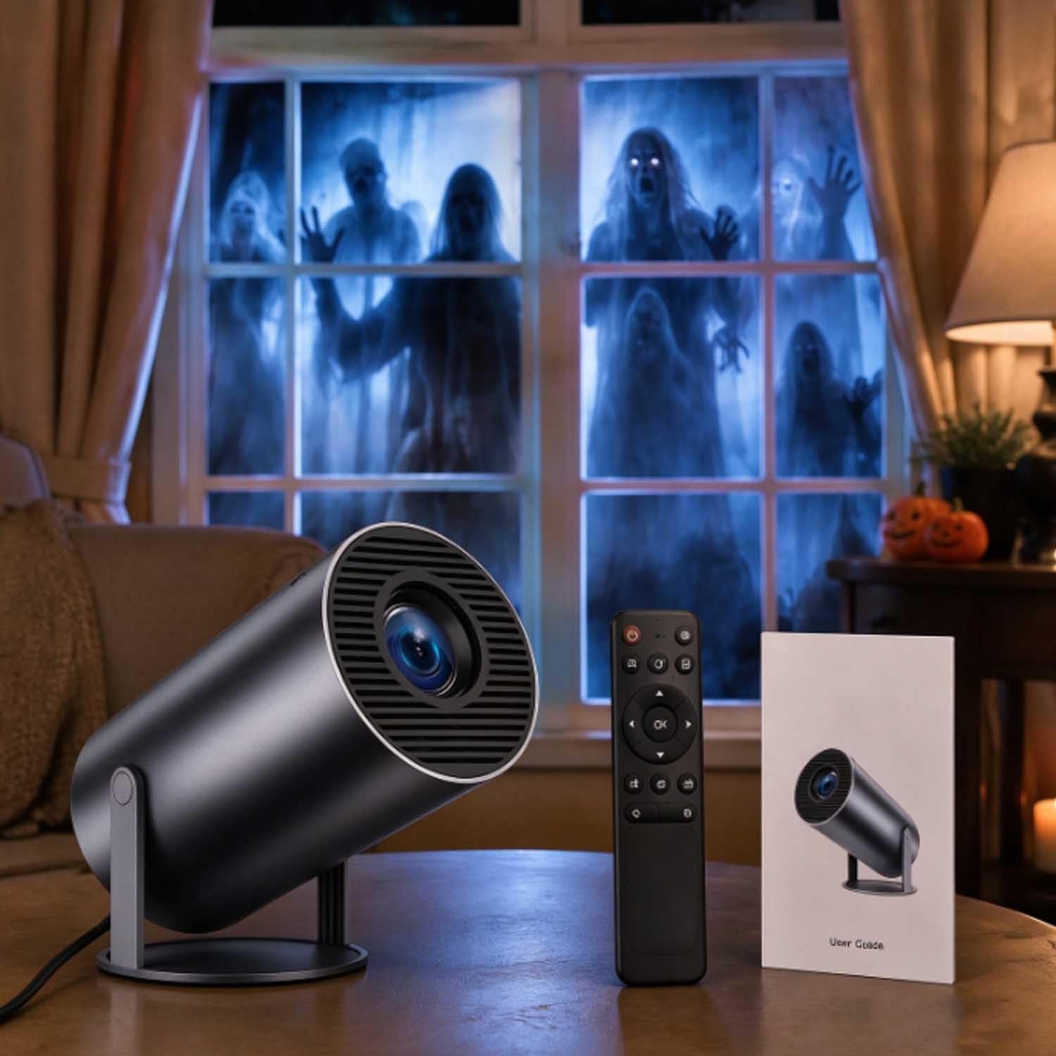 Pane Fright Projector Halloween, Set the Scene for a Spooky Night (Black)