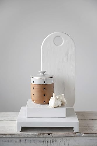 Miniatura 5 de Creative Co-Op Tabla de cortar de madera de acacia, queso/porción blanca texturizada, 19 x 8 pulgadas