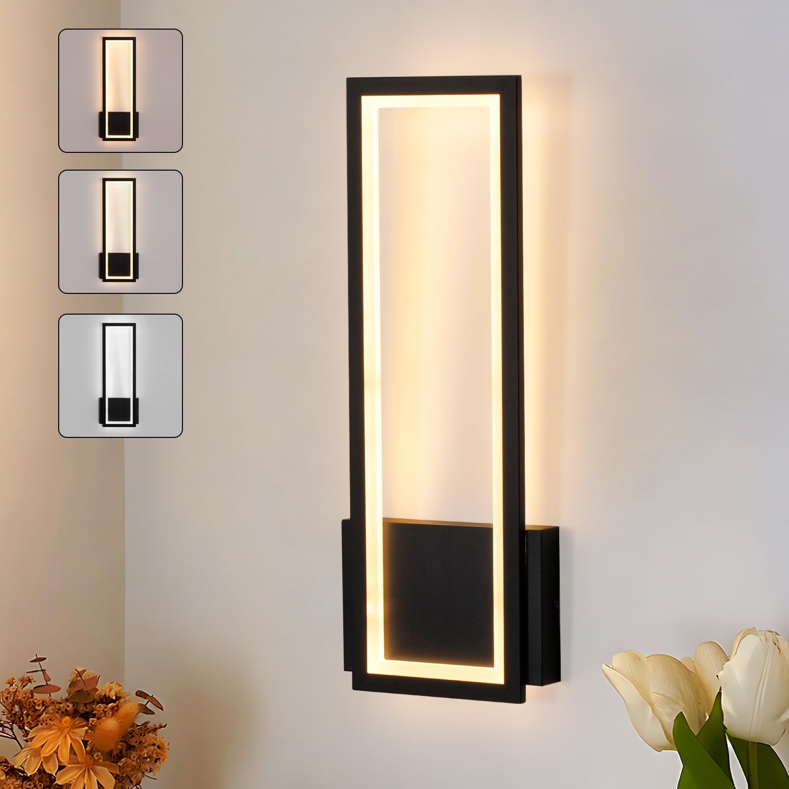 YT YATAI LIGHTING Modern LED Wall Lights for Bedroom and Living Room, Decorative Wall Sconces, Indoor Bedside Wall Mount Light Adjustable 3 Color Temperature