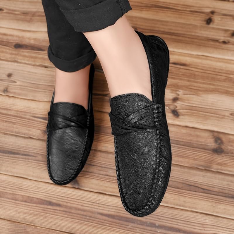 Mens Loafers Round Toe Vegan Leather Loafer Shoes Anti-Slip Flexible Comfortable Outdoor Party Slip On4