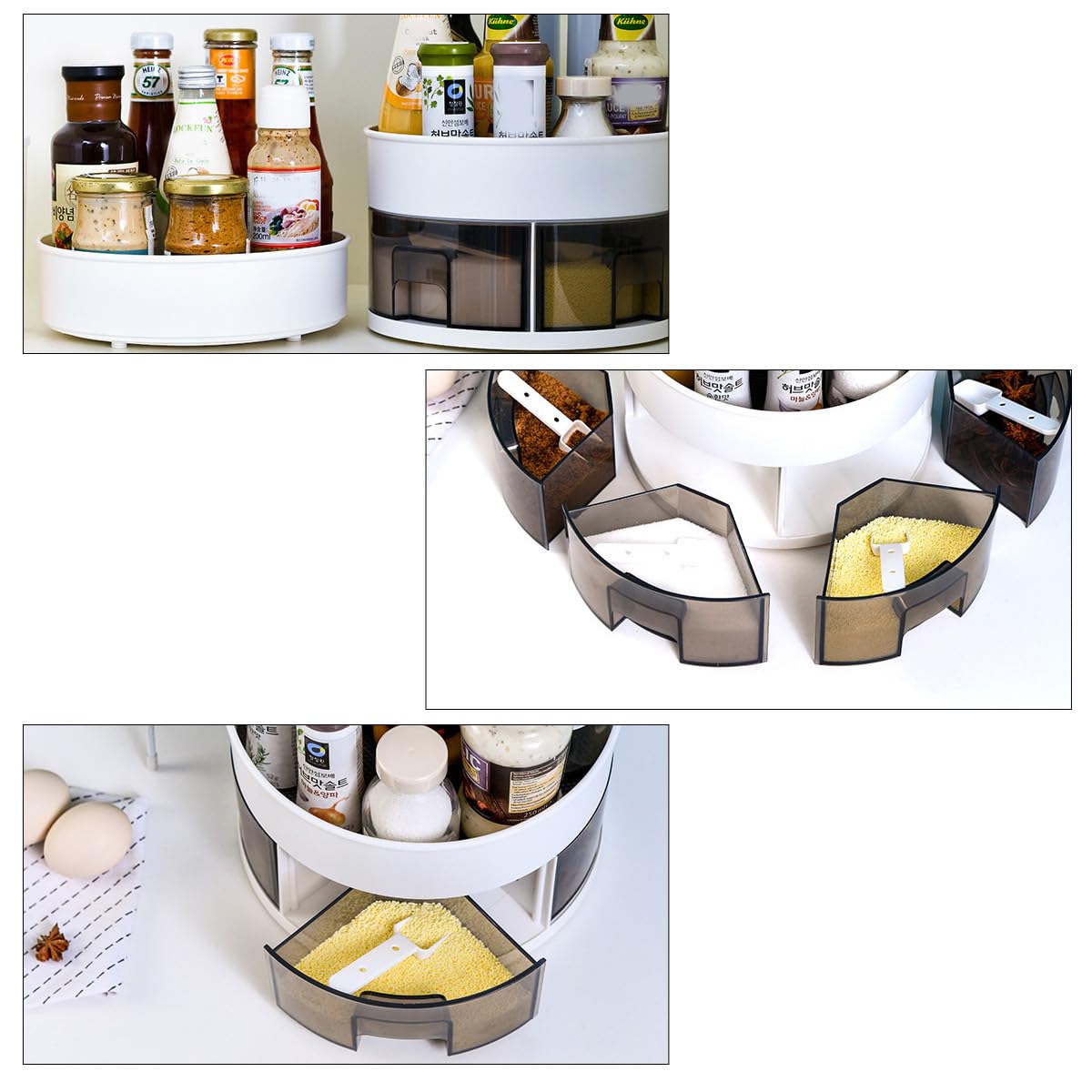 Portaspezie Grande e Design Semplice per Spezie e Condimenti e Decorativa Doppio Strato in Pp e Hips Rotante per Spezie e Condimenti e Decorativa da Cucina