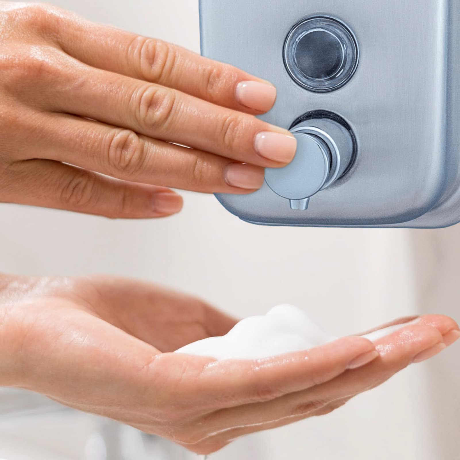 Jofel - Distributore di sapone a parete, ricaricabile con 0,5 l di sapone liquido, distributore verticale di sapone per il bagno, valvola antigoccia e anticorrosione, Classic ALL1006