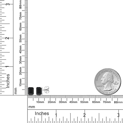 Miniatura 3 de Gem Stone King Aretes de tuerca con piedra natal de corte esmeralda de 0.276 x 0.197 in para mujeres y hombres, plata de ley 925, regalos de joyería