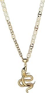 14K Gold Plated Snake Pendant Necklace 3MM Chain Necklace with Cubic Zirconia Inlay Mary Guadalupe Charm Pendant Necklaces for Women Men Girls Boys (Gold-04)