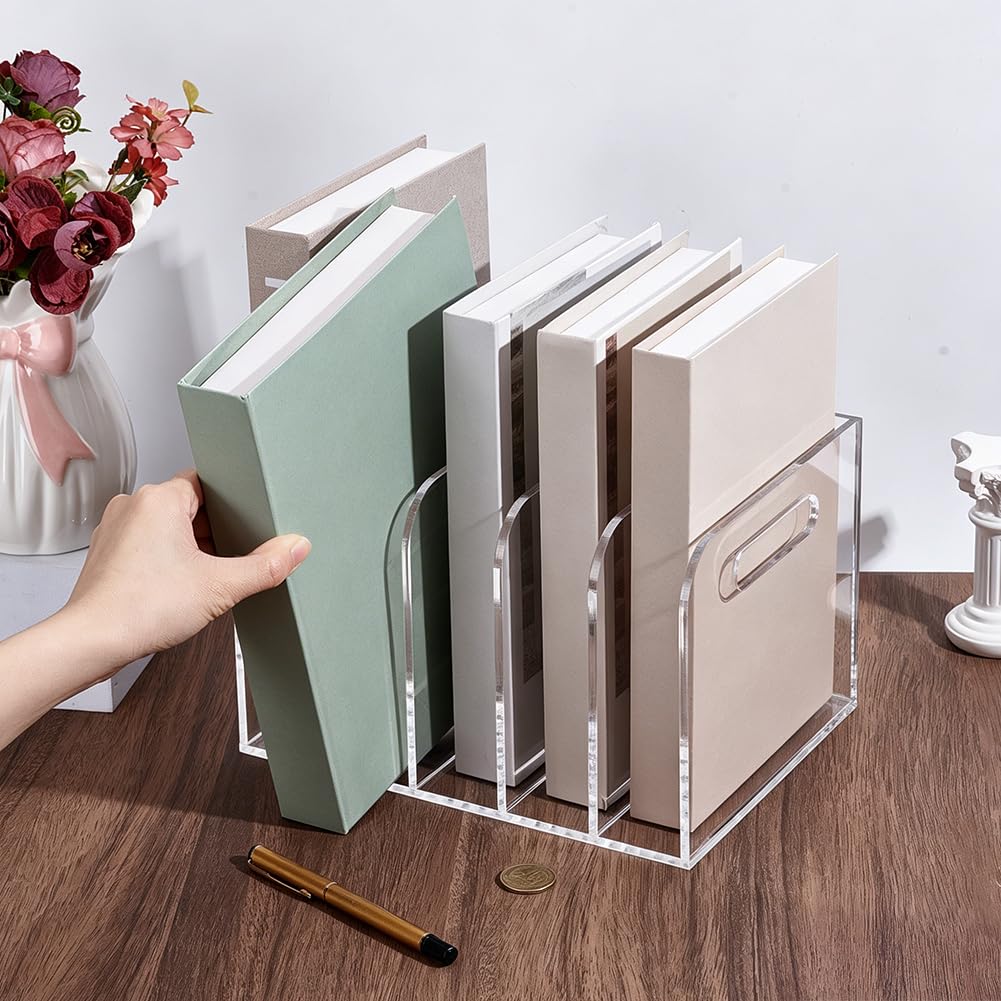 NBEADS Portariviste In Acrilico, 19x25.5x16cm 5 Scomparti Verticali Organizzatore Da Scrivania per Documenti Accessori per Documenti, Riviste e Libri