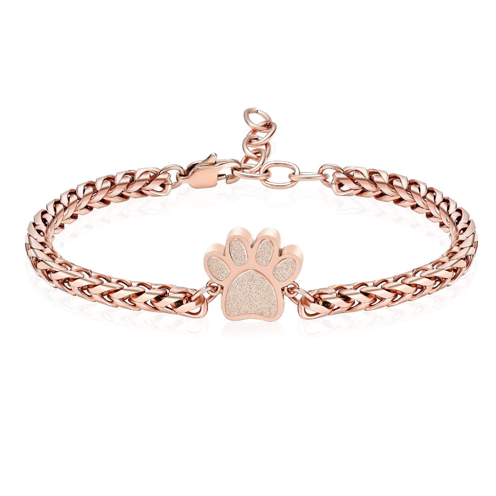 XSMZB Cremation Bracelet for Ashes - Paw Print Cremation Jewelry Pet Dog Cat Stainless Steel Keepsake Memorial Urn Bangle