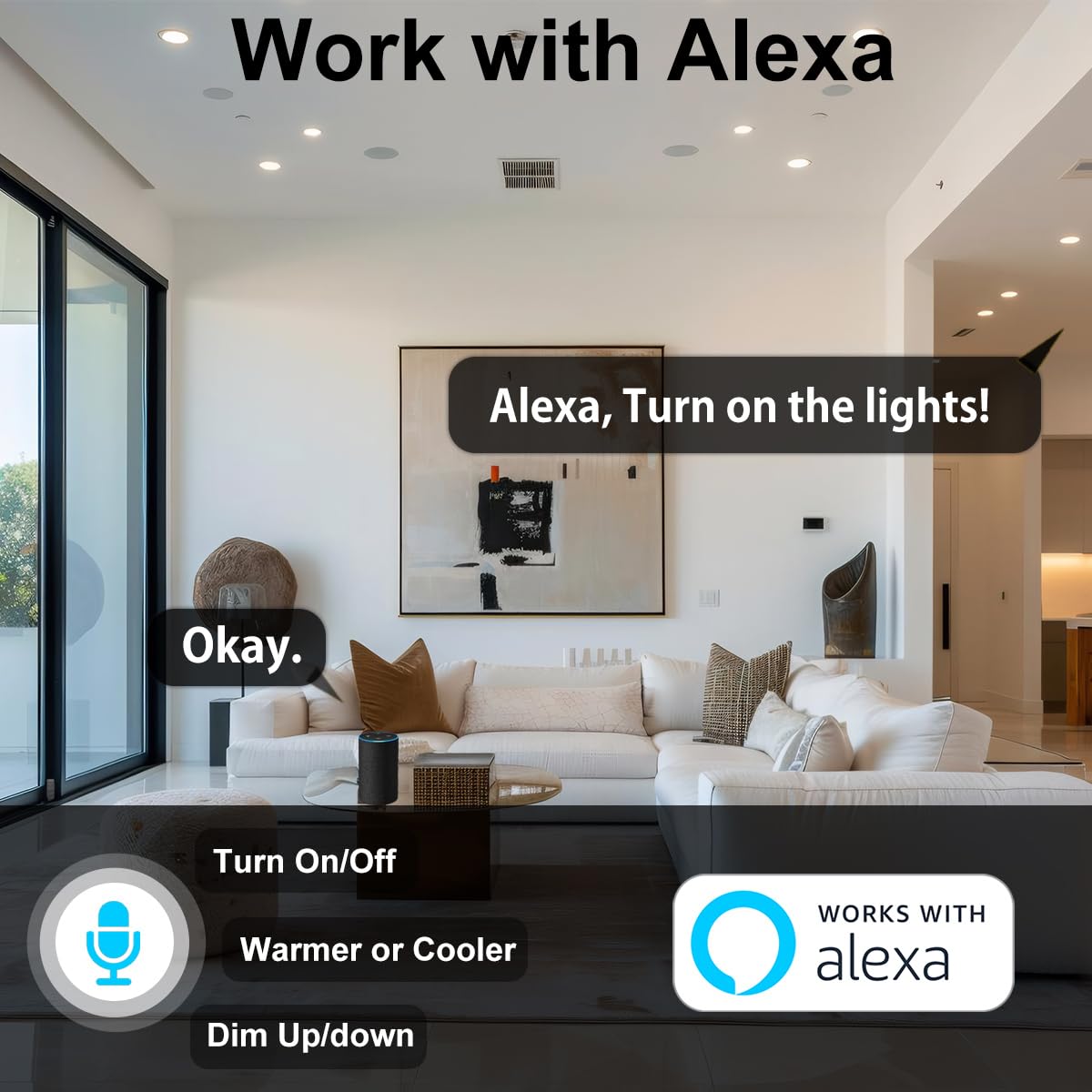 iLC Inteligente Alexa Foco Empotrable LED 10W (equivalente a 80W), Compatible con Alexa (se necesitan dispositivos Echo), Ø95-110mm, 2700K-6000K Downlight Plafón Luz de Techo (6 unidades)
