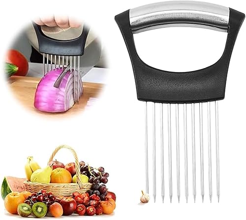 Miniatura 1 de Soporte para rebanadas de cebolla de acero inoxidable 304, soporte de cebolla para rebanar, cortador de verduras para papa y tomate, herramienta