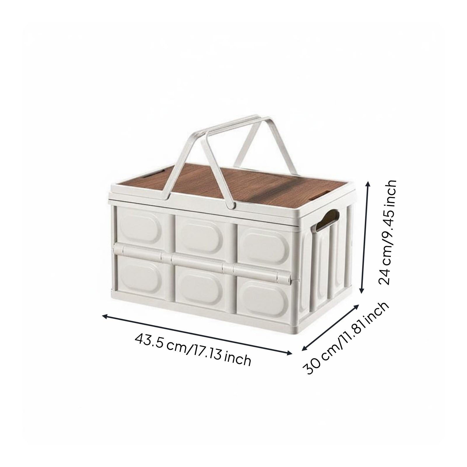 Caja de Almacenamiento Plegable Contenedor Organizador Baúl Cesta con Tapa Imitación Madera Material PP Ligera y, style to 1