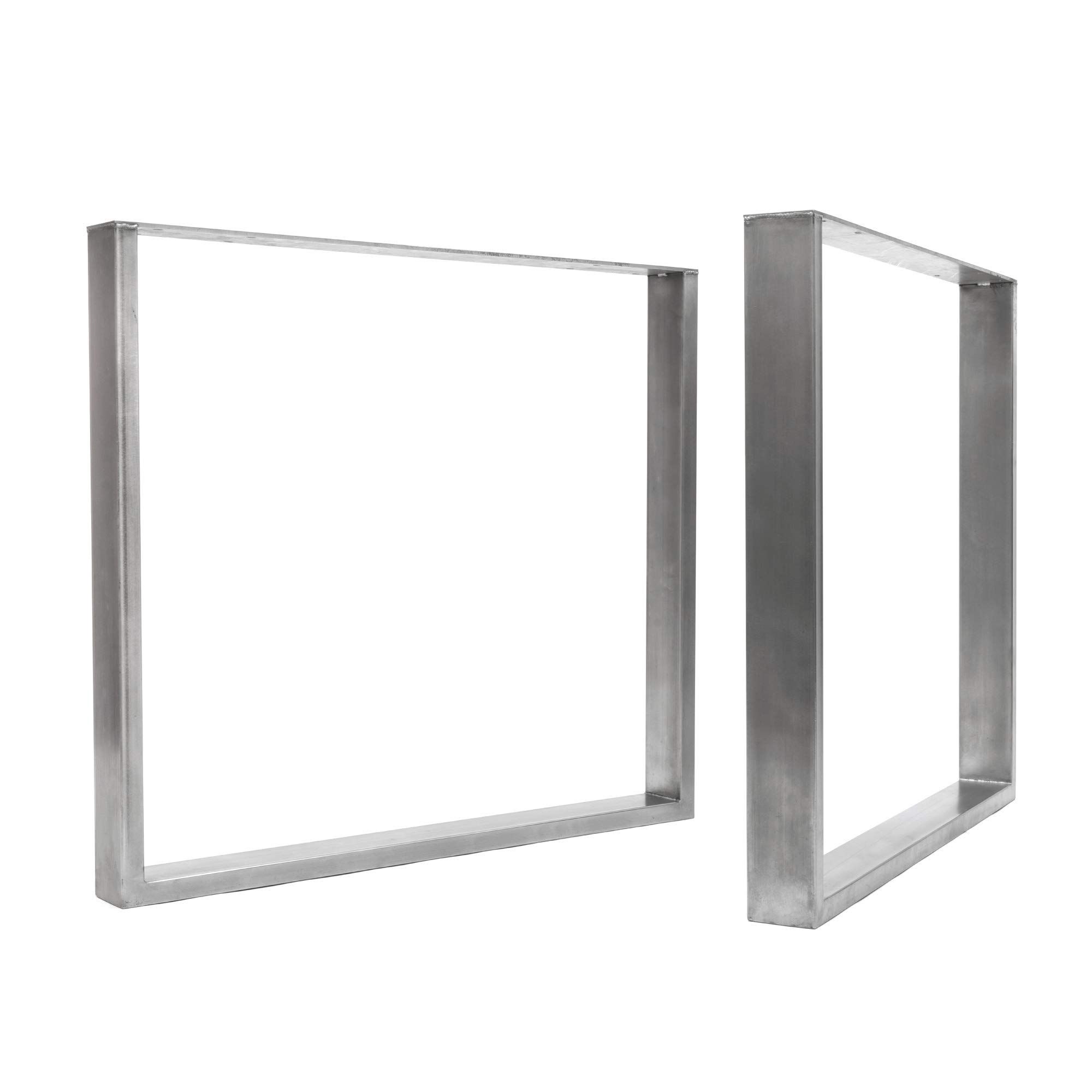 The Hairpin Leg Co. [HLC] 2 x Industrial Square Table Legs - Surface Conditioned Steel, Precision Laser Cut, TIG Welded with Free Screws, Build Guide and Floor Protectors - 71cm [Table Wide, Clear]