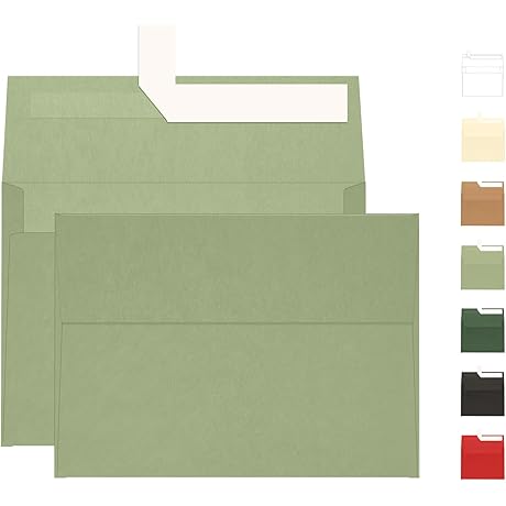 Goefun 5x7 Sage Green Envelopes | 100 Pack