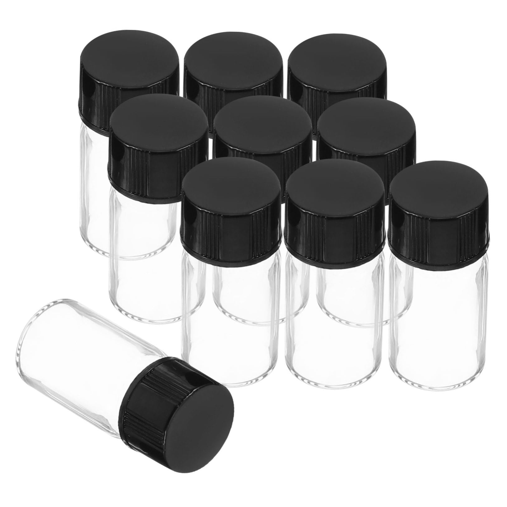MUSISALY 10Pcs Small Clear Glass Vials with Screw Caps Leak Liquid Sample Storage for Lab Use and Portable Design for Safe and Convenient Liquid Containment