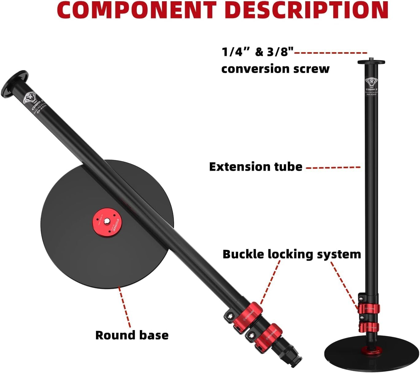 IFOOTAGE Round Base RB-A300 Monopod for Camera,LED Video Light,with Water Bag,Load Capacity Up to 22lbs/10kg