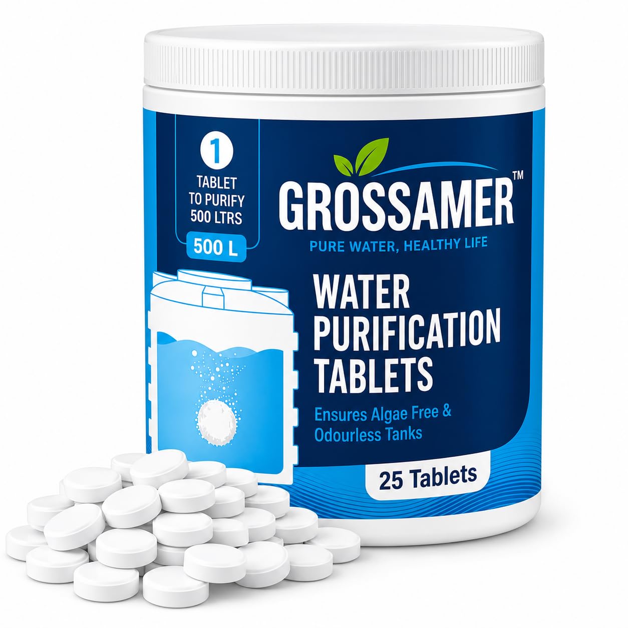 Chlorine Tablets for Water Tank Disinfection – 5G | 1 Tablet Treats 500 litres | Kills Germs & Controls Odour | Ideal for Overhead & Underground Water Tanks (25 Tablets)-image-9