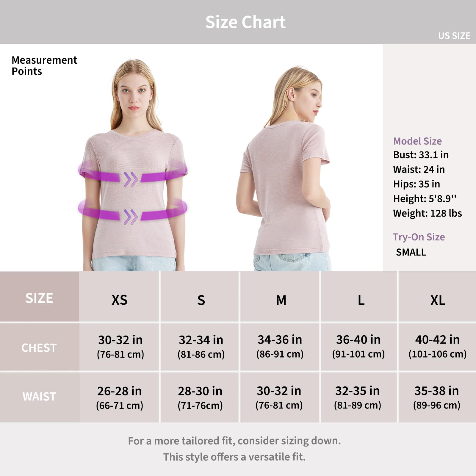 Merino Protect Camiseta 100% Lana Merino para Mujer Cuello Redondo Manga Corta Resistencia A Olores Capa Base para Viaje Senderismo Camiseta Interior