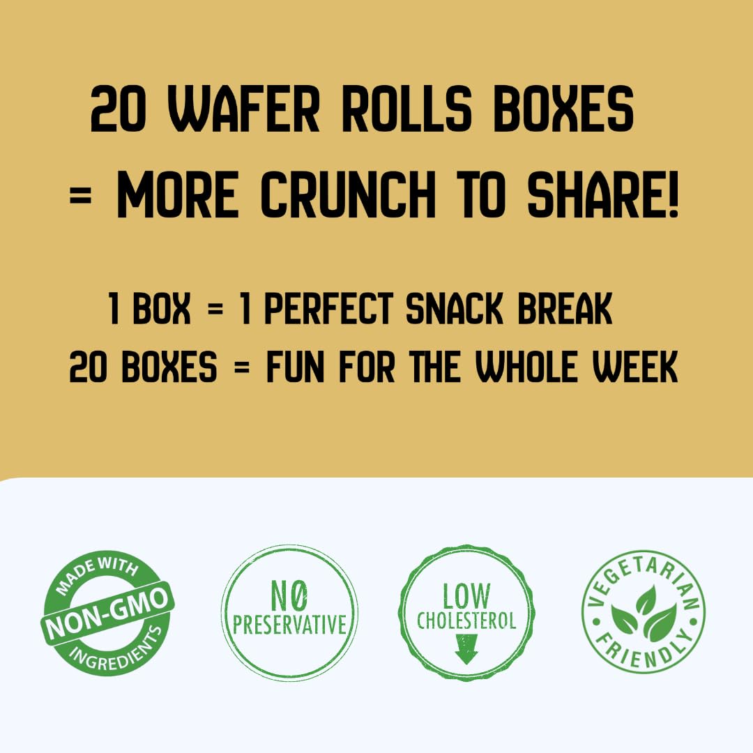 Zyluc Chocolate Wafer Rolls – Crispy Cream-Filled Cookies with Real Cocoa, Portion-Controlled Snack, Cholesterol Free, No Trans Fat, 200 Cal per Pack (50g) – 12 Rolls Per Pack – Pack of 20