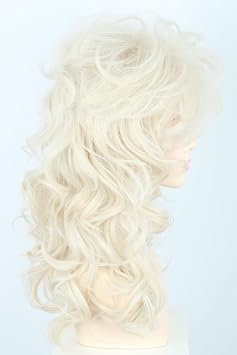 Topcosplay Unisex 70s 80s Mullet Wig Long Wavy Fluffy Halloween Party Costume Wigs (Beige)