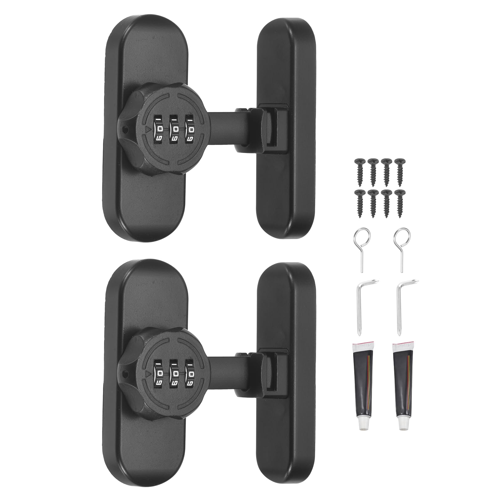 PATIKIL 2Pcs 90/180 Degree Barn Door Combination Lock with Password, 3 Digit Mechanical Password Lock for Sliding Door Gate Cabinets Closet, Black
