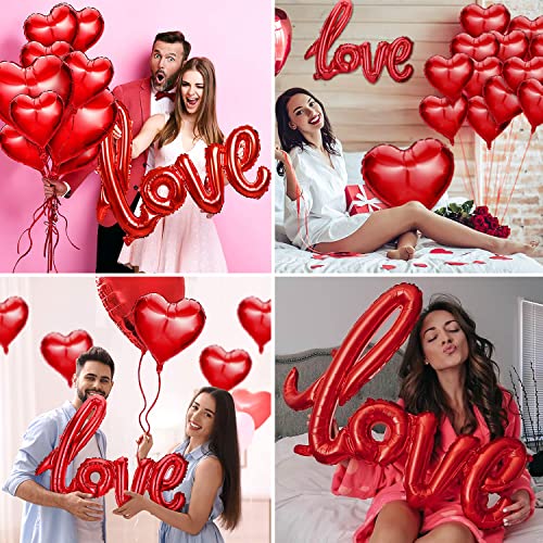 Image of Party Propz Love Foil Balloon For Decoration - 12 Pcs Heart Shape Foil Balloons For Decorations, Anniversary Decoration Items, Anniversary Balloons, Red Heart Foil Balloon